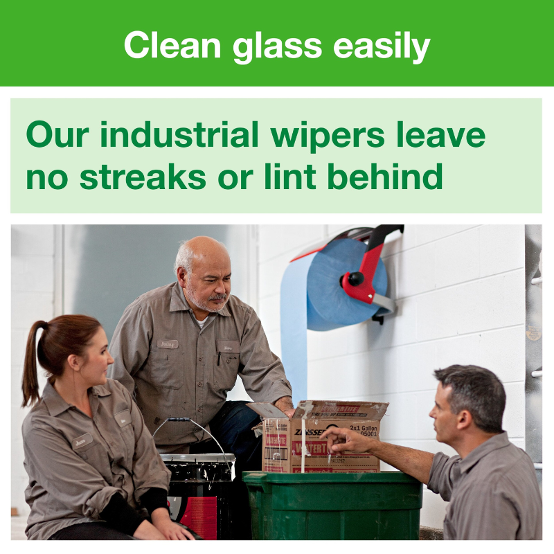 Tork® Advanced Industrial Paper Wiper, Centrefeed, 4-Ply, Blue, 375 Wipers/Roll, 2 Rolls/Case