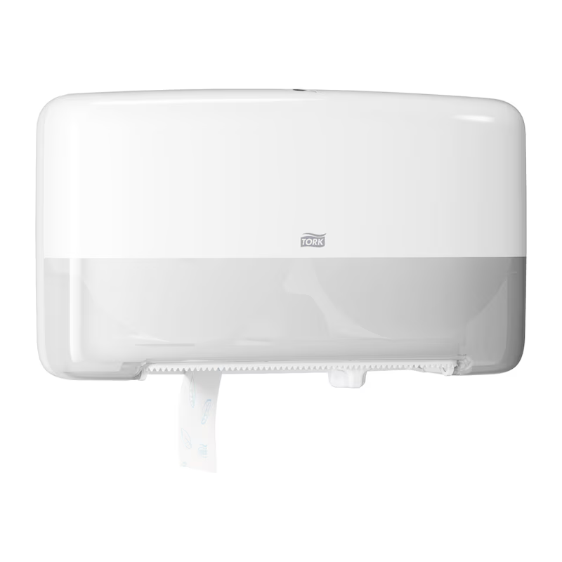 Tork Twin Mini Jumbo Bath Tissue Roll Dispenser White 5555200