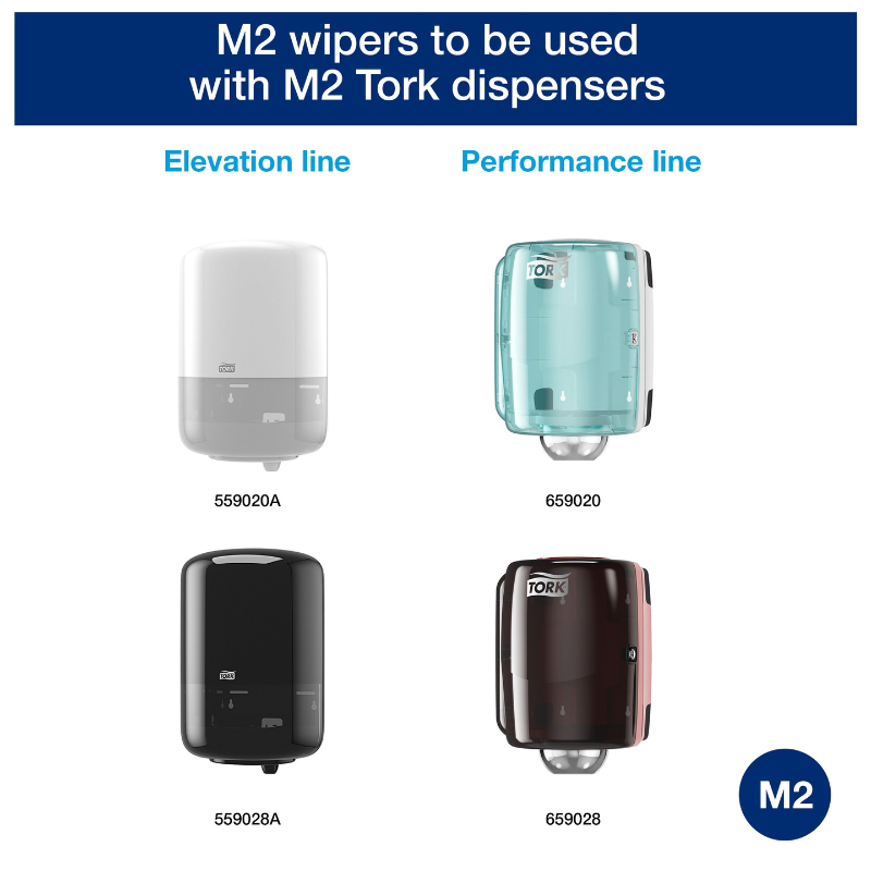 Tork® Industrial Centrefeed Advanced Paper Wiper, 4-Ply, Blue, 190 Sheets/Roll, 4 Rolls/Case