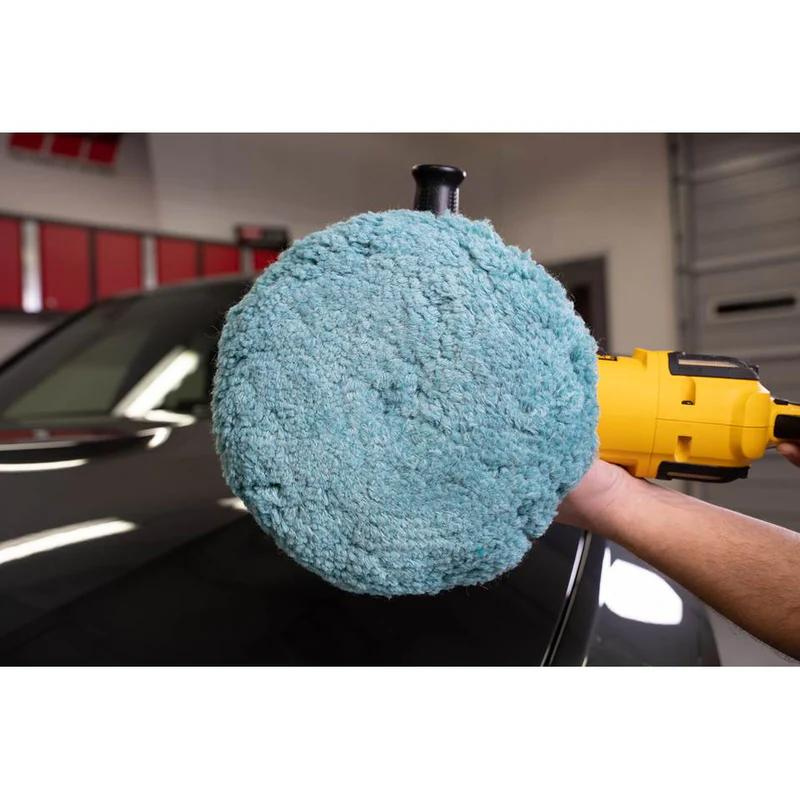 Wool Pad, Single Sided, Hook & Loop, Green - Light Cut 9