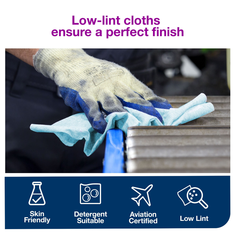 Tork® Low-Lint Cleaning Cloth In Pop-Up Box, 1 Ply, Turquoise, 100 Wipers/Box, 8 Boxes/Case
