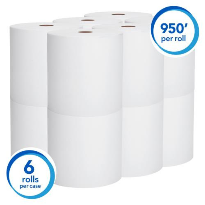 Scott® Essential High Capacity Proprietary System Hard Roll Towels, White, 905'/Roll, 6 Rolls/Case